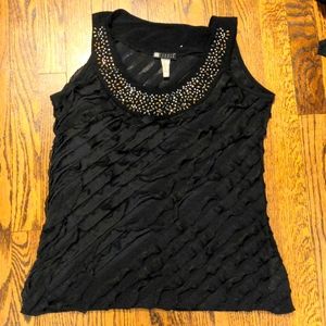 Carole Little black ruffled sequin tank top